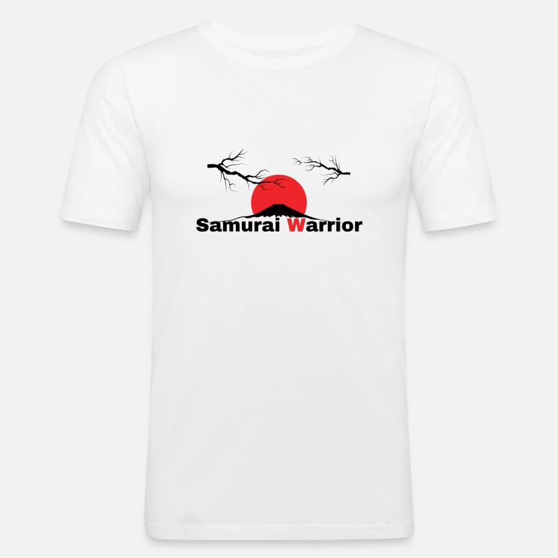 Samurai Warrior - Männer Slim Fit T-Shirt - Weiß