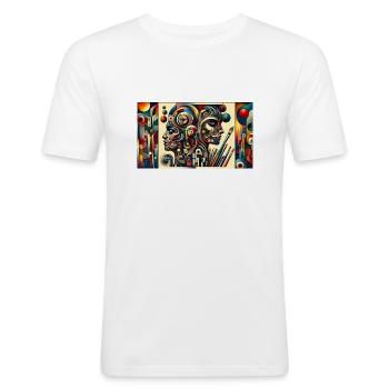 Chaotic Aesthetics Unleashed: Abstract Symphony - Men's Slim Fit T-Shirt - white - Front - Nik (191cm)