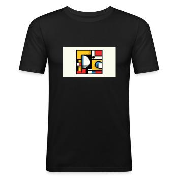 « L’harmonie dans les couleurs primaires : un résumé - T-shirt près du corps Homme - noir - Devant - Nik (191cm)