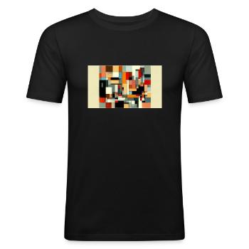 "Suprematist Symphony: A Captivating Fusion of - Men's Slim Fit T-Shirt - black - Front - Nik (191cm)