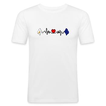 Cardio heart Flag cyprus, flag Europe - Men's Slim Fit T-Shirt - white - Front - Nik (191cm)