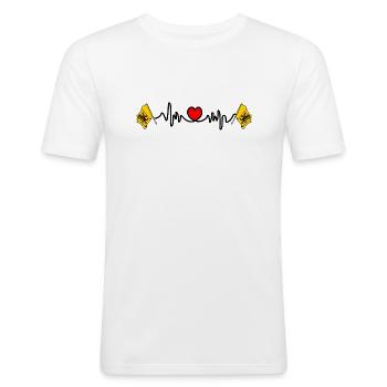 Cardio fréquence cardiaque pour le Nord Pas de Calais - T-shirt près du corps Homme - blanc - Devant - Nik (191cm)