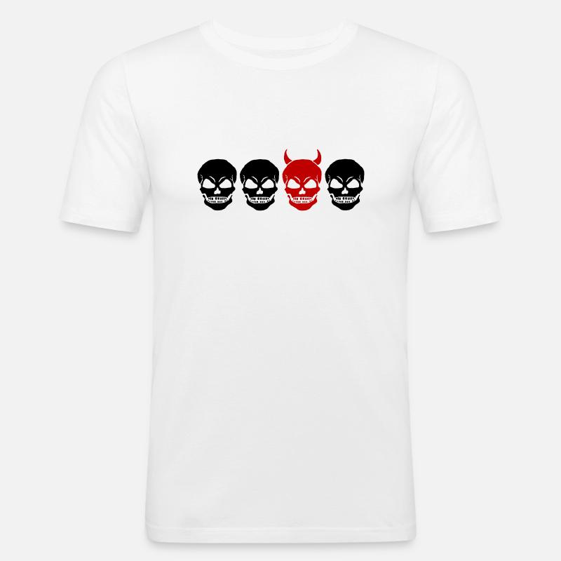 DIFFERENT SKULL2 -2C - Männer Slim Fit T-Shirt - Weiß