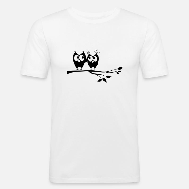 eulen - Männer Slim Fit T-Shirt - Weiß