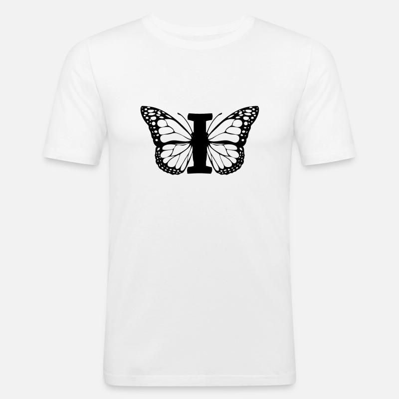 Buchstabe I Schmetterling - Männer Slim Fit T-Shirt - Weiß