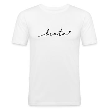 Beata Schreibschrift Name - Männer Slim Fit T-Shirt - Weiß - Vorne - Nik (191cm)