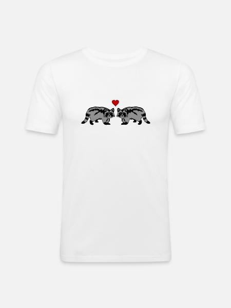 waschbären verliebt - Männer Slim Fit T-Shirt - Weiß