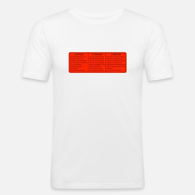 SYNCRO DIFF LOCKS differenzialsperren aufkleber - Männer Slim Fit T-Shirt - Weiß