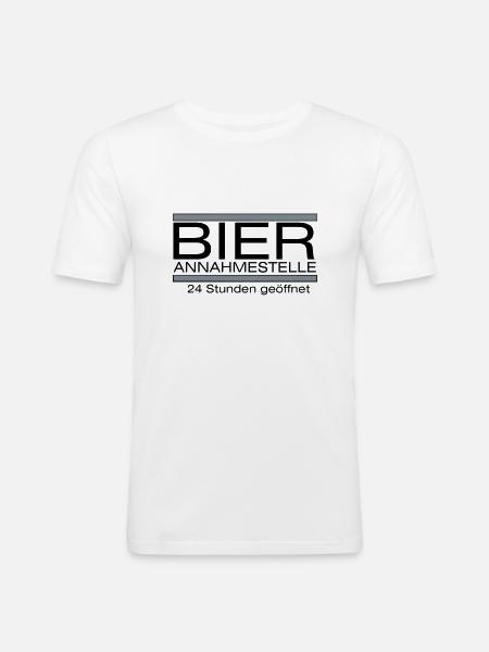 Bier-Annahmestelle - Männer Slim Fit T-Shirt - Weiß
