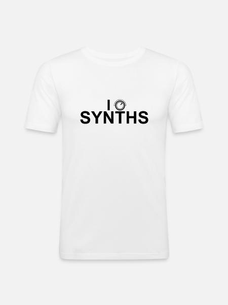 I Like Synths - Männer Slim Fit T-Shirt - Weiß