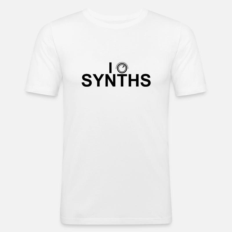 I Like Synths - Männer Slim Fit T-Shirt - Weiß