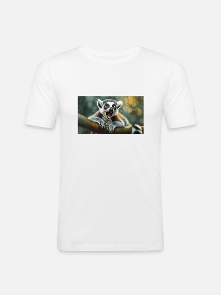 Cute animals chilling – ring-tailed lemur - Men's Slim Fit T-Shirt - white