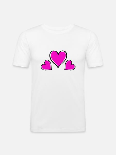herz love - Männer Slim Fit T-Shirt - Weiß