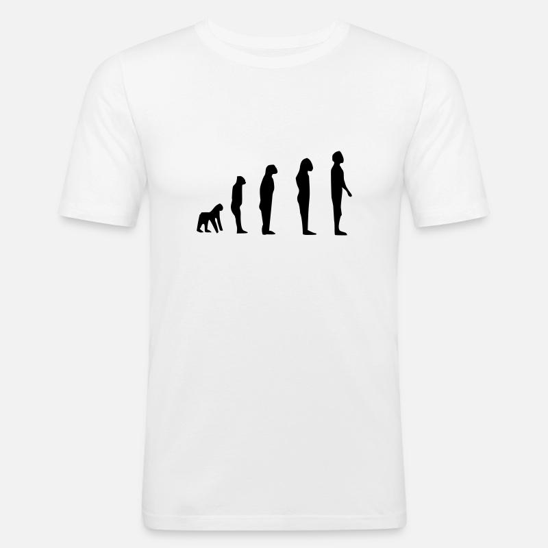 Darwin Evolution - Männer Slim Fit T-Shirt - Weiß