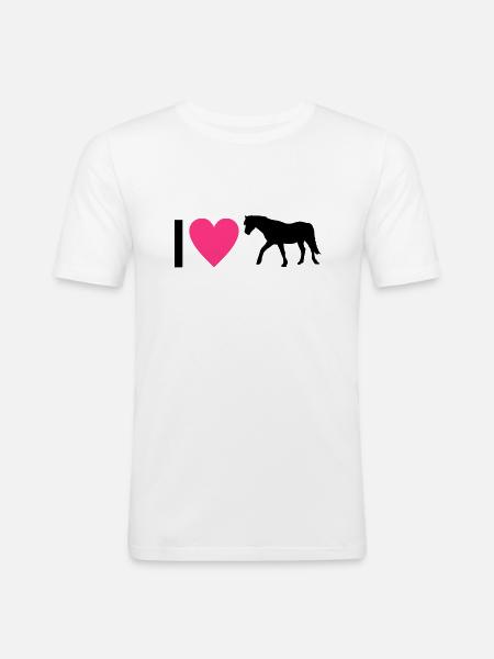 Pferd - Männer Slim Fit T-Shirt - Weiß