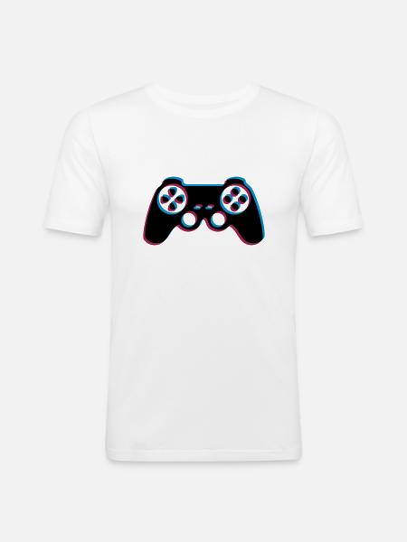 3d controller design logo clip art cool gamer zocke - Men's Slim Fit T-Shirt - white