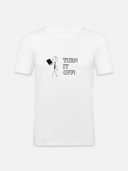 'Turn it off' from The Book of Mormon musical - Men's Slim Fit T-Shirt - white