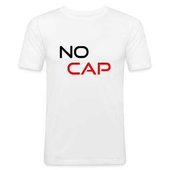 NO CAP - Männer Slim Fit T-Shirt - Weiß - Vorne - Nik (191cm)