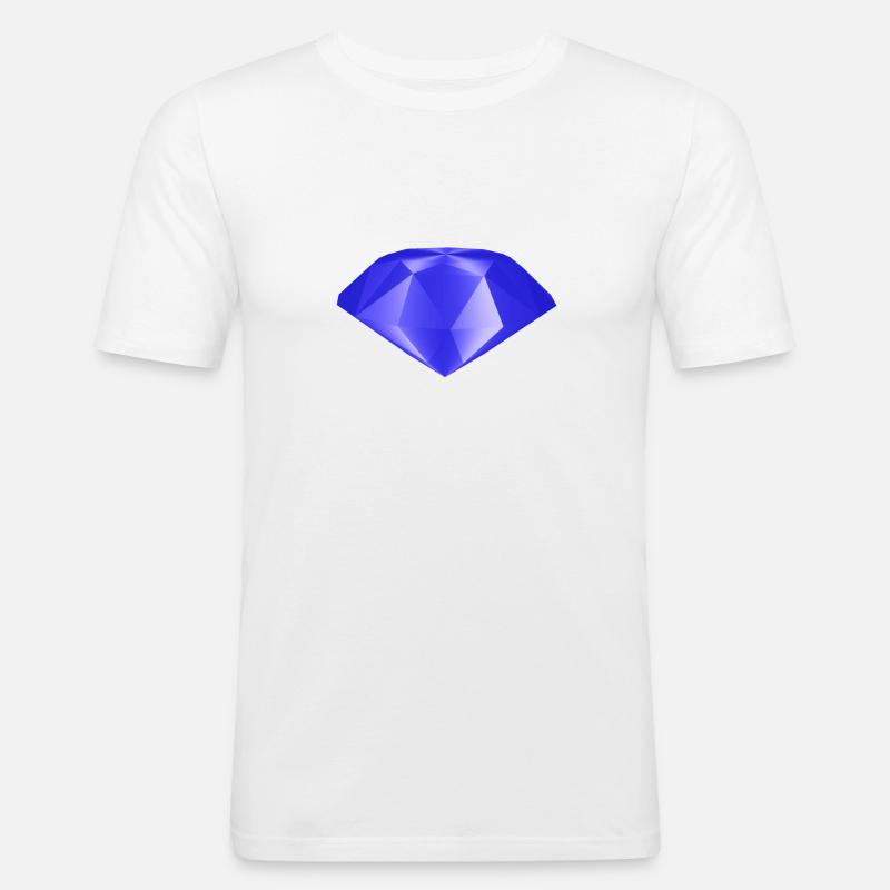 Blauer Edelstein - Männer Slim Fit T-Shirt - Weiß