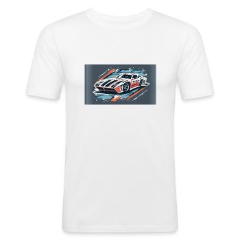 Racecar White-Red - Men's Slim Fit T-Shirt - white - Front - Nik (191cm)