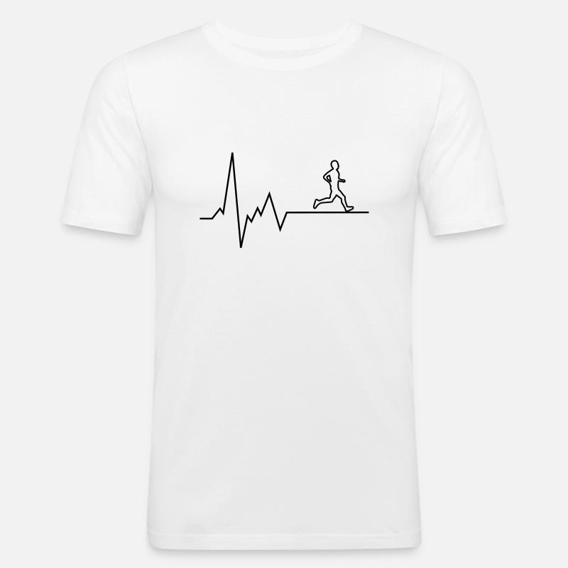 Herzschlag Läufer - Männer Slim Fit T-Shirt - Weiß