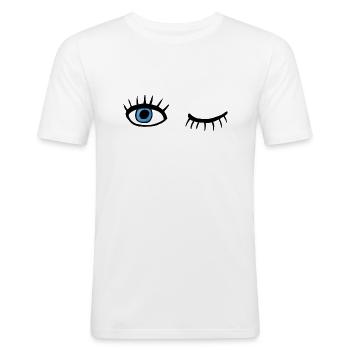 winking eyes - Men's Slim Fit T-Shirt - white - Front - Nik (191cm)