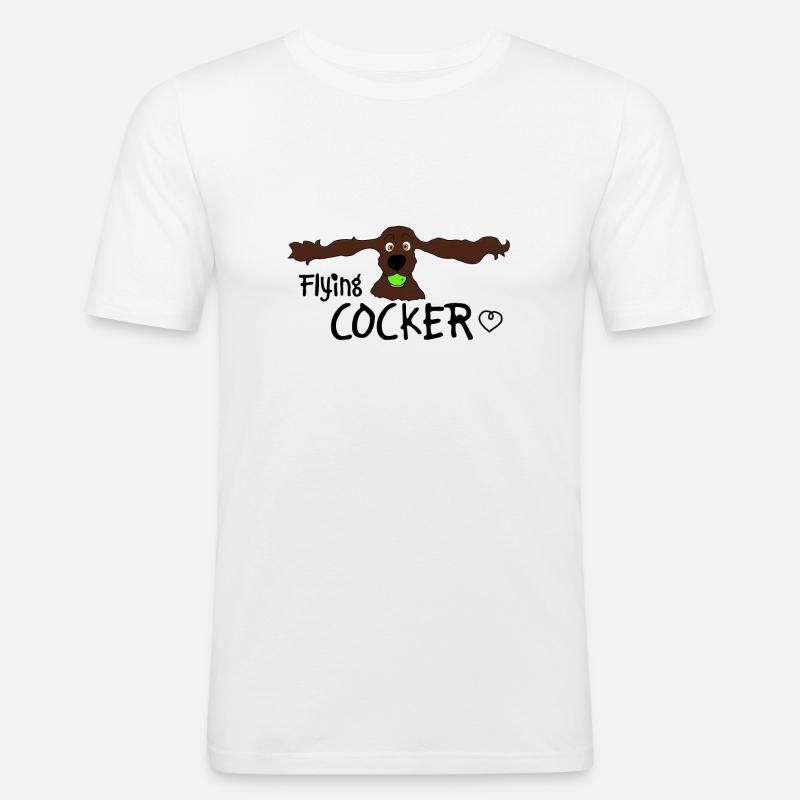 Cocker Spaniel Cute Flying Cocker - Men's Slim Fit T-Shirt - white