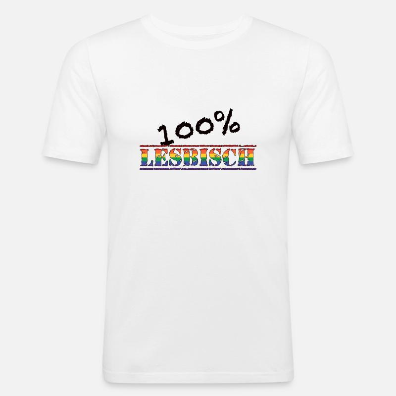 100% lesbisch 1 - Männer Slim Fit T-Shirt - Weiß