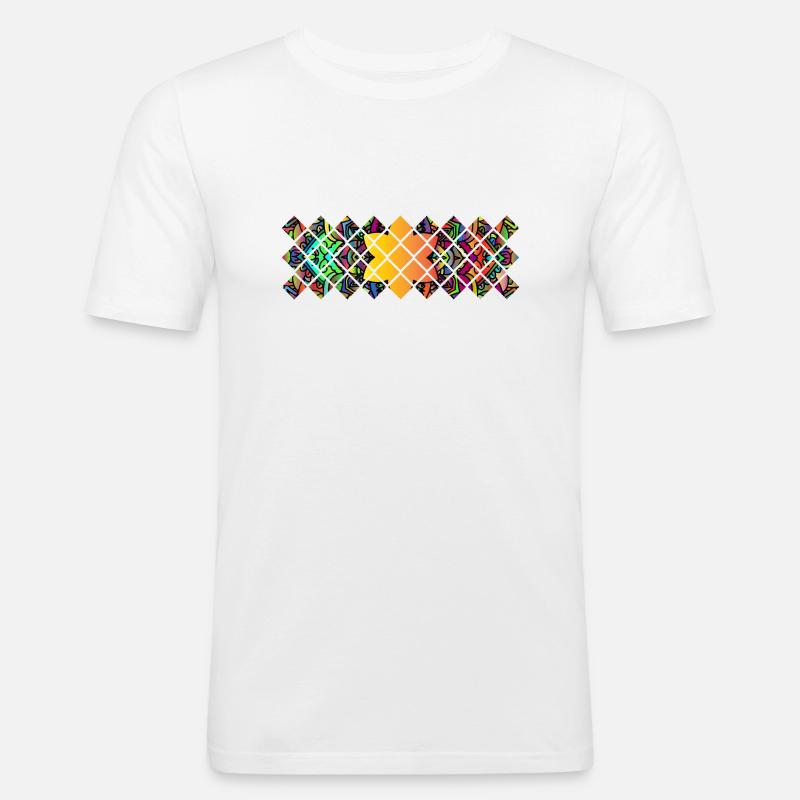 Muster Mandala - Männer Slim Fit T-Shirt - Weiß