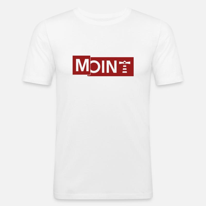 MOIN mit Leuchturm RED - Männer Slim Fit T-Shirt - Weiß