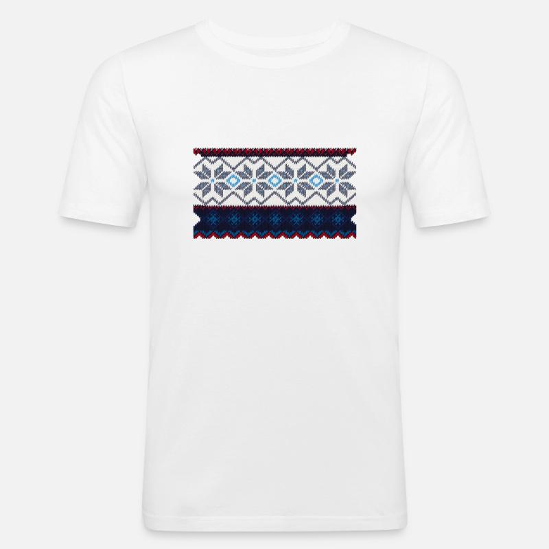 Norwegisches Pullovermuster - Männer Slim Fit T-Shirt - Weiß