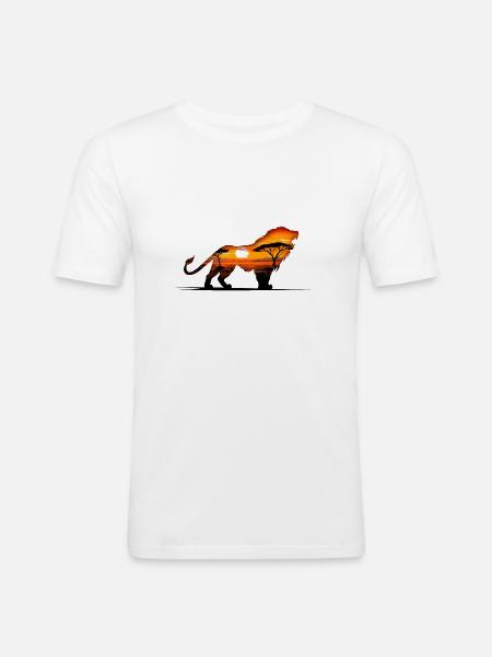 Lion - Wild Life - Men's Slim Fit T-Shirt - white