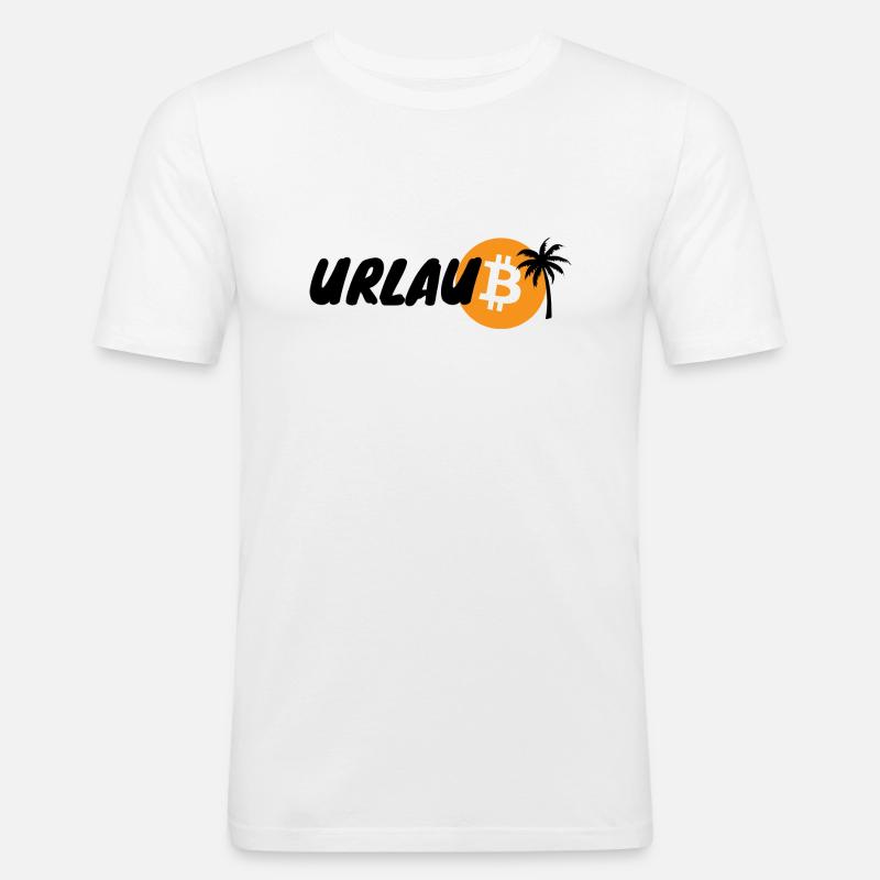 Krypto Urlaub BTC Bitcoin 2 - Männer Slim Fit T-Shirt - Weiß
