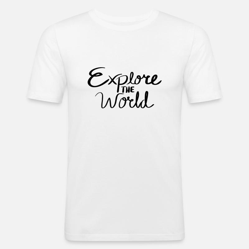 Explore the World - Männer Slim Fit T-Shirt - Weiß