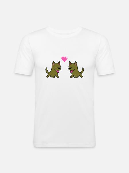 hund comic liebe - Männer Slim Fit T-Shirt - Weiß
