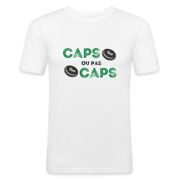 Caps ou pas caps humour drôle cadeau - T-shirt près du corps Homme - blanc - Devant - Nik (191cm)