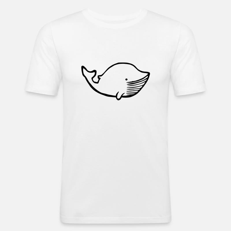 Wal - Männer Slim Fit T-Shirt - Weiß