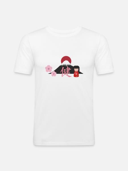 Japan Style - Männer Slim Fit T-Shirt - Weiß