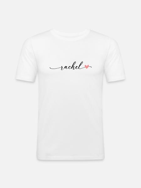 Rachel Name Calligraphy Font - Men's Slim Fit T-Shirt - white