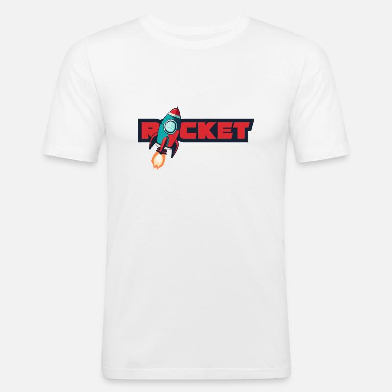 rocket - Männer Slim Fit T-Shirt - Weiß