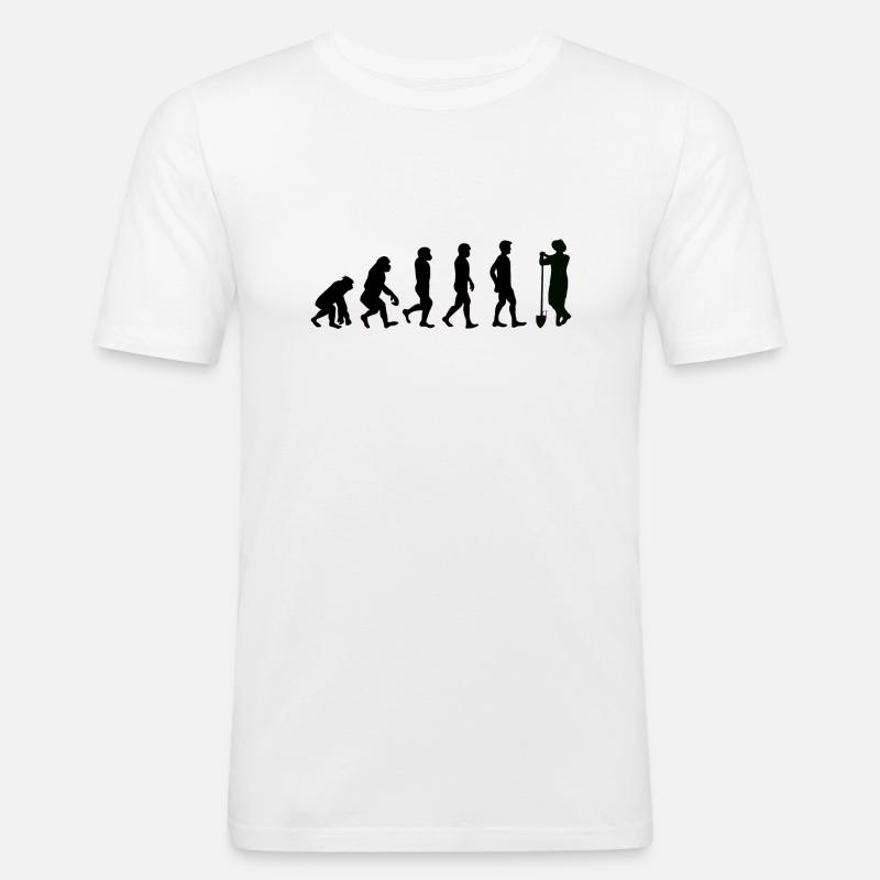 Evolution Landwirt - Männer Slim Fit T-Shirt - Weiß