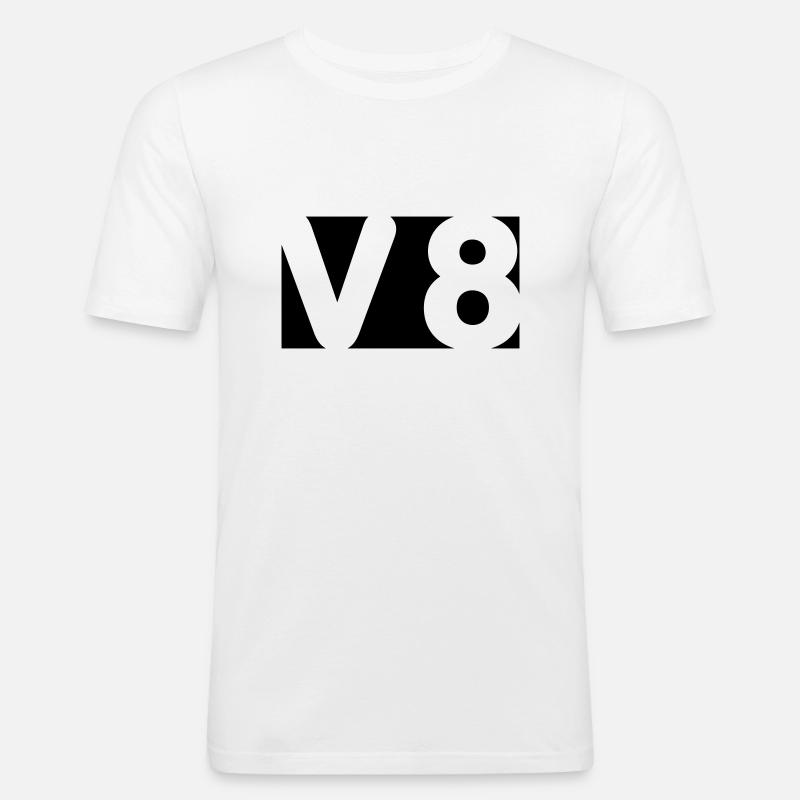 V8 - Farbwechsel möglich - Männer Slim Fit T-Shirt - Weiß