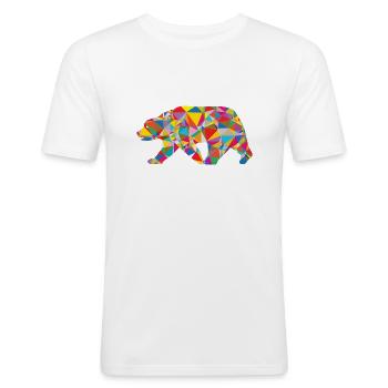 Bär - Low Poly - Art - Männer Slim Fit T-Shirt - Weiß - Vorne - Nik (191cm)