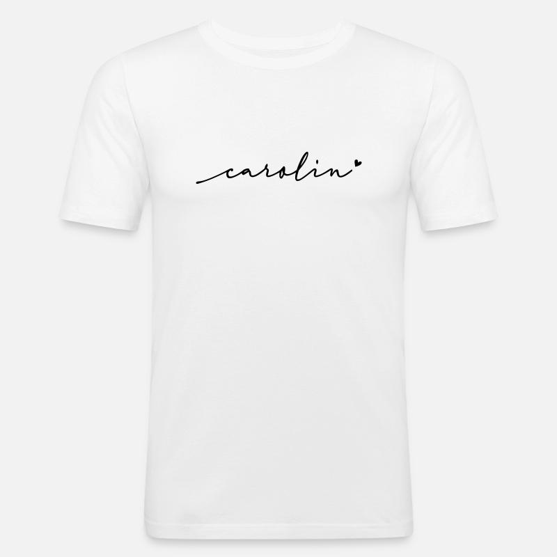 Carolin Cursive Name - Men's Slim Fit T-Shirt - white