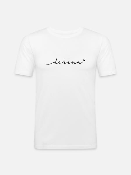 Dorina Cursive Name - Men's Slim Fit T-Shirt - white