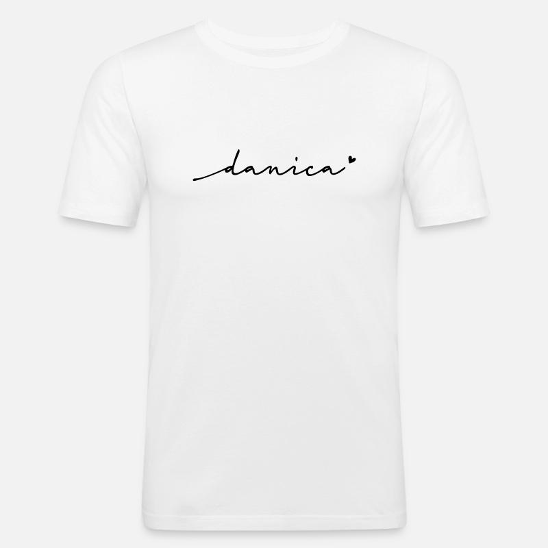 Danica Cursive Name - Men's Slim Fit T-Shirt - white