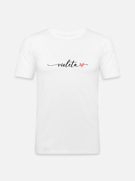 Violeta Name Calligraphy Font - Men's Slim Fit T-Shirt - white