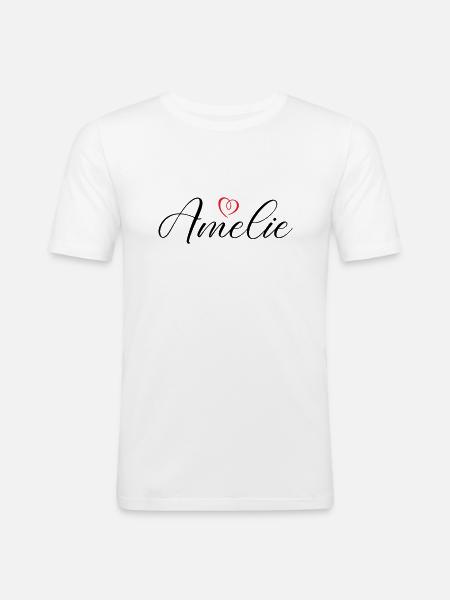 Amelie Name Heart - Men's Slim Fit T-Shirt - white