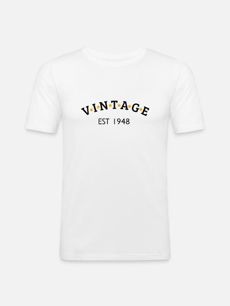 Vintage est 1948 - T-shirt près du corps Homme - blanc
