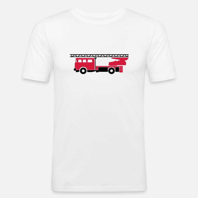 Feuerwehrauto (fire engine) - Männer Slim Fit T-Shirt - Weiß